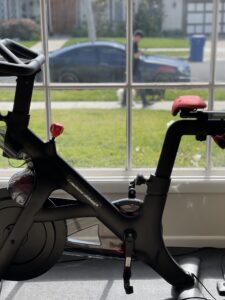 VSEAT® shown on Peloton stationary exercise bike