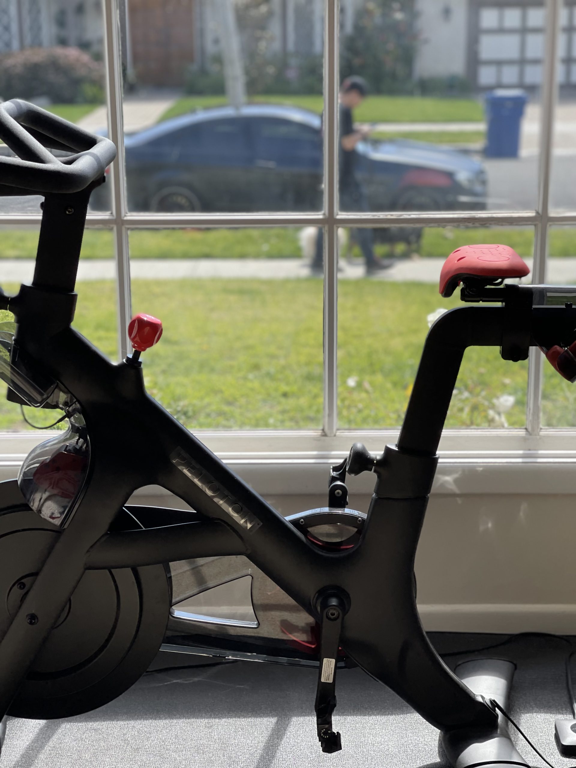 VSEAT® shown on Peloton stationary exercise bike